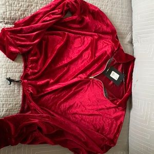 Burgundy velvet long sleeved crop top